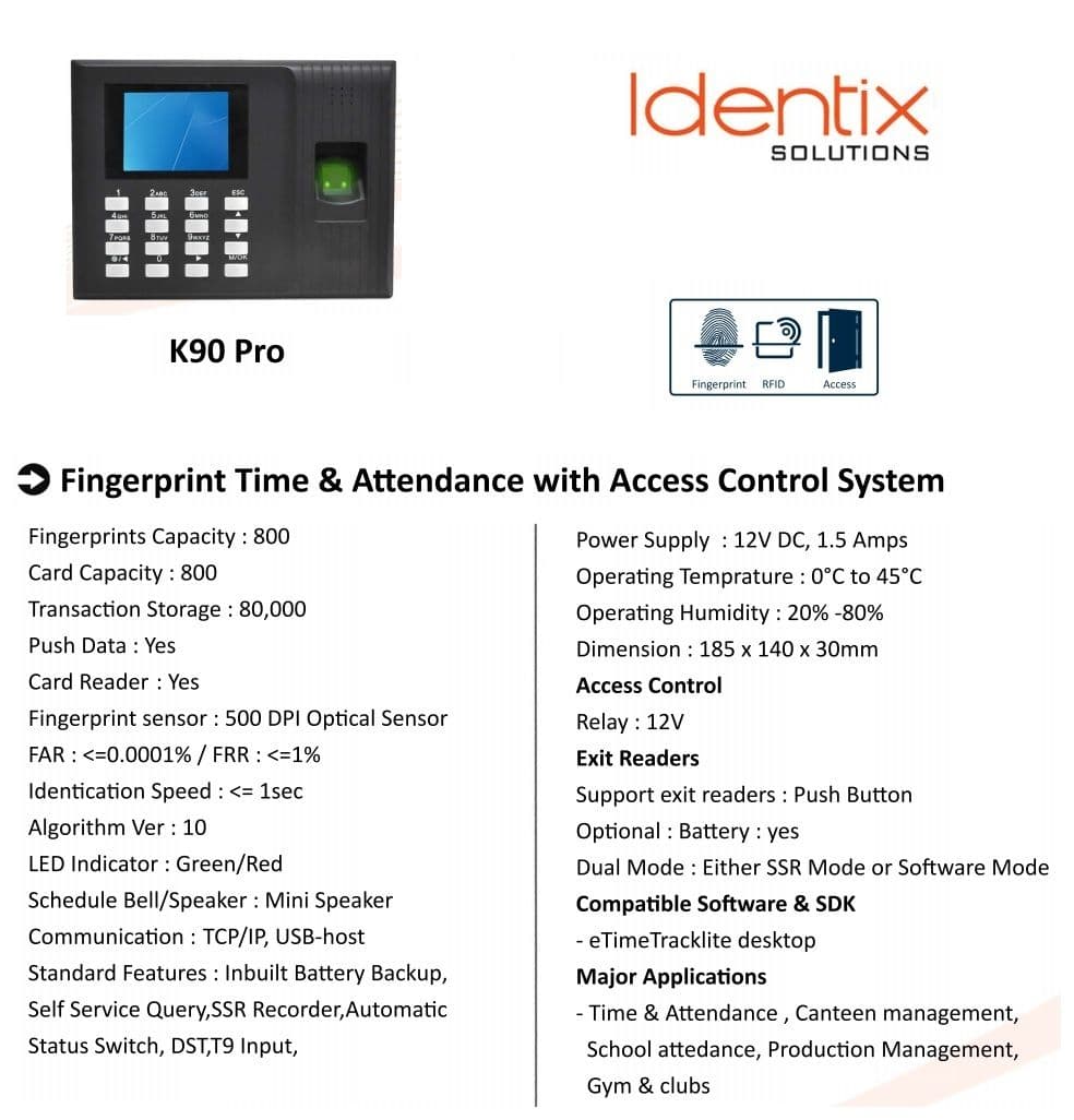 ESSL K90 Pro (Fingerprint Time & Attendance with Access Control System) - View 3