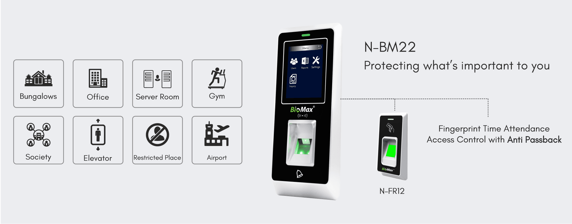 Biomax N–BM22 Fingerprint Time Attendance & Access Control System - View 3